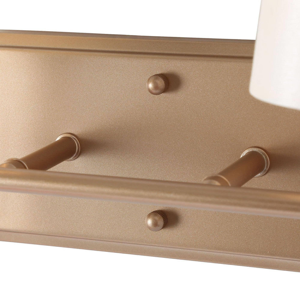 LALUZ Matte Gold with Fabric Shade Modern Bathroom Vanity Light, 2-Light