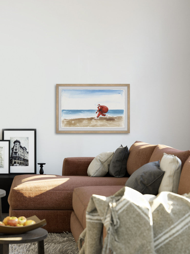 "Runaway Santa" Framed Painting Print, 45x30