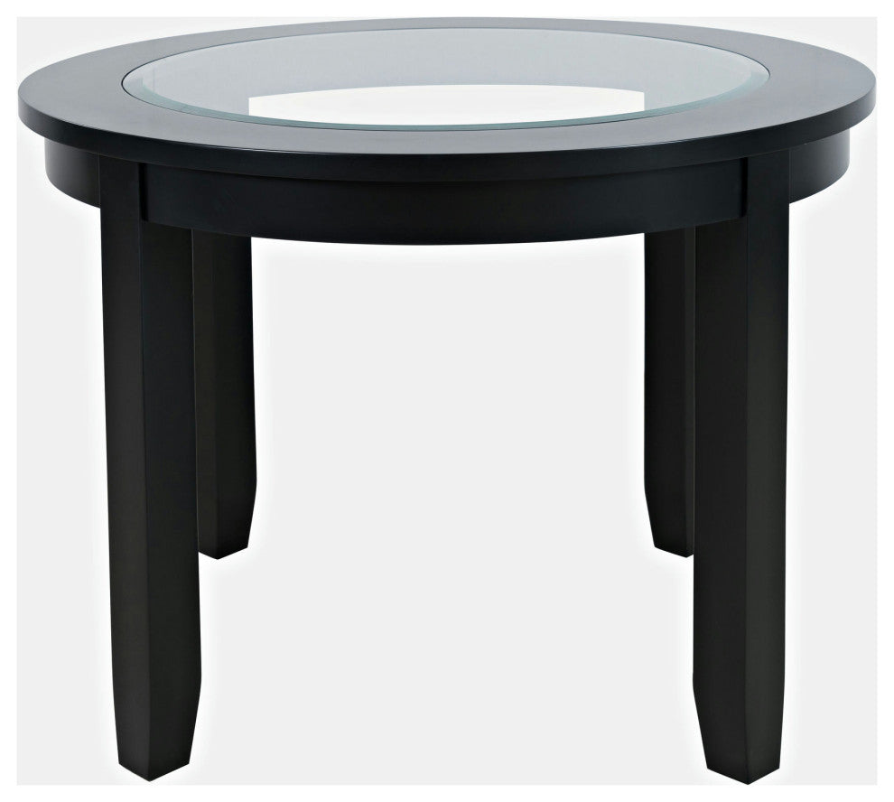Urban Icon 42" Round Five-Piece Dining Set with Upholstered Chairs - Black