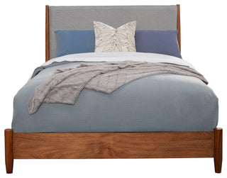 Flynn Mid Century Modern Two Tone California King Panel Bed, Acorn/Grey