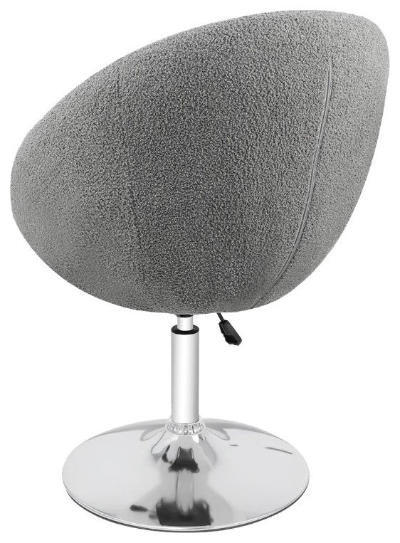 Antoinette Round Tufted Vanity Chair, Gray Boucle