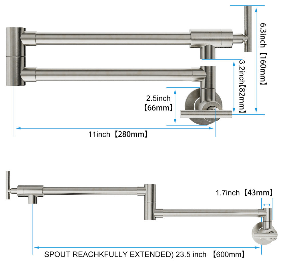 Givingtree Wall-Mount Brushed Nickel Pot Filler Faucet