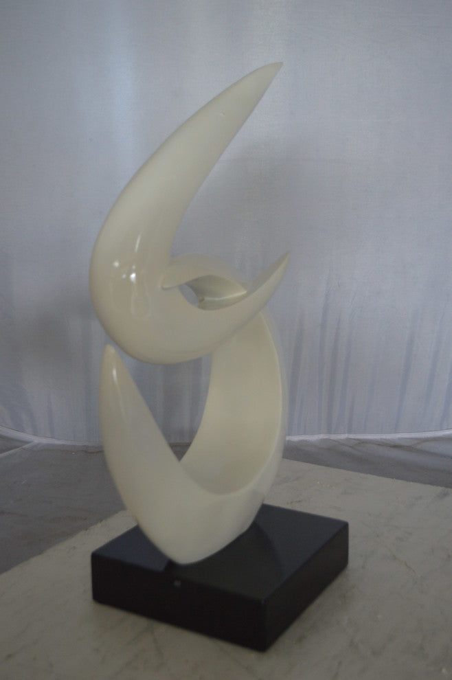Modern Art White Boomerang Statue made of Resin -  Size: 13"L x 8"W x 23"H.