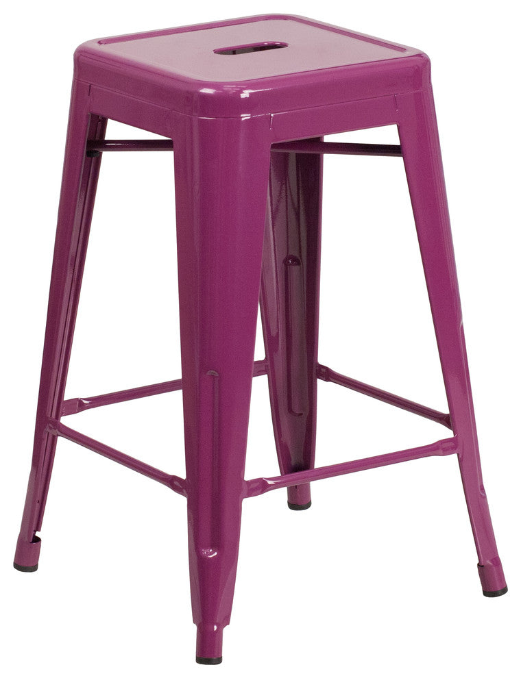 24'''' High Backless Purple Indoor-Outdoor Counter Height Stool