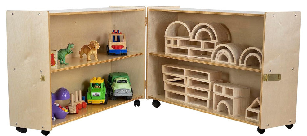 RRI Goods Wooden Folding Bookcase With Casters