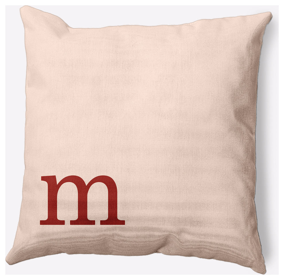 20" x 20" Modern Monogram Indoor/Outdoor Polyester Throw Pillow, Maple Red