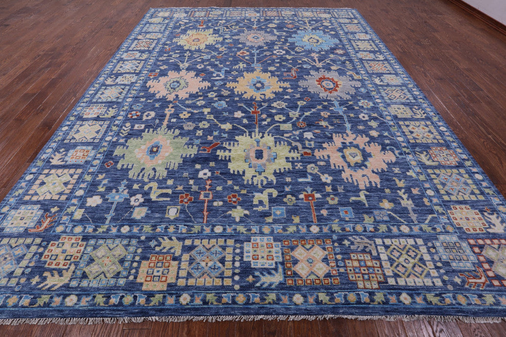 Turkish Oushak Handmade Wool Rug 10' 5" X 13' 10" - Q13283