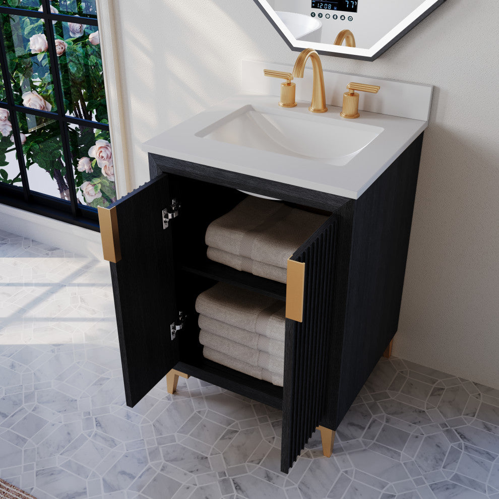 Turlington Bath Vanity Set, Black Oak, 24"