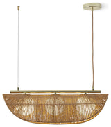 Sovev 3-Light Dimmable Linear Pendant Light With Frosted Glass Rattan Shade