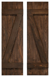 Z Board and Batten Exterior Shutters Pair, Coffee Brown, 60