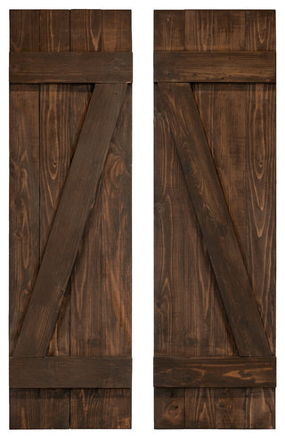 Z Board and Batten Exterior Shutters Pair, Coffee Brown, 60