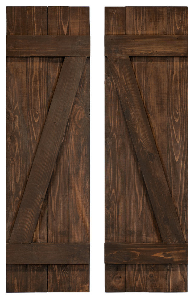 Z Board and Batten Exterior Shutters Pair, Coffee Brown, 60