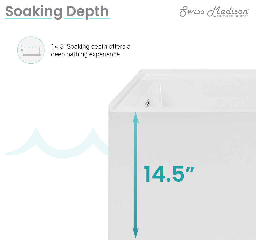 Avancer 60"x36" Alcove Whirlpool Bathtub With Apron, Left Hand Drain