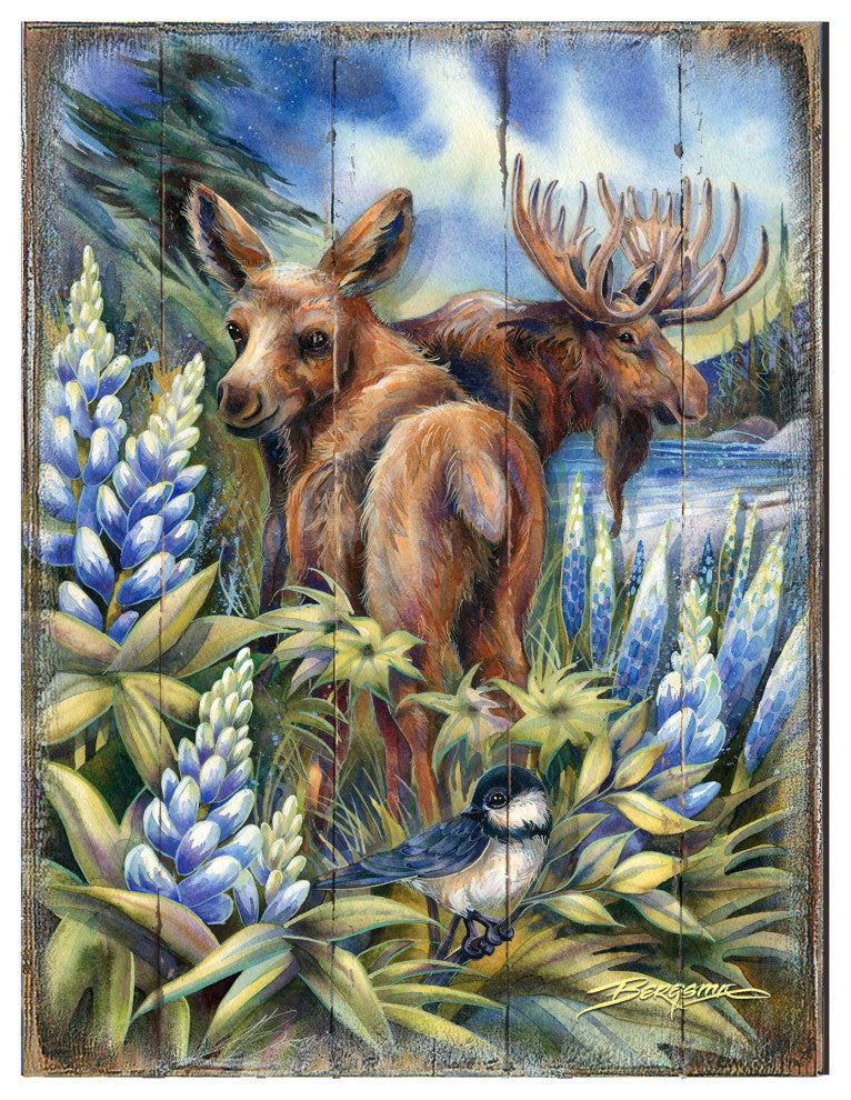 Easily AeMoosed, Lupine Wooden Wall Art, Large 24x18