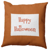 Happy Halloween Ticking Accent Pillow, Dark Red, 18"x18"