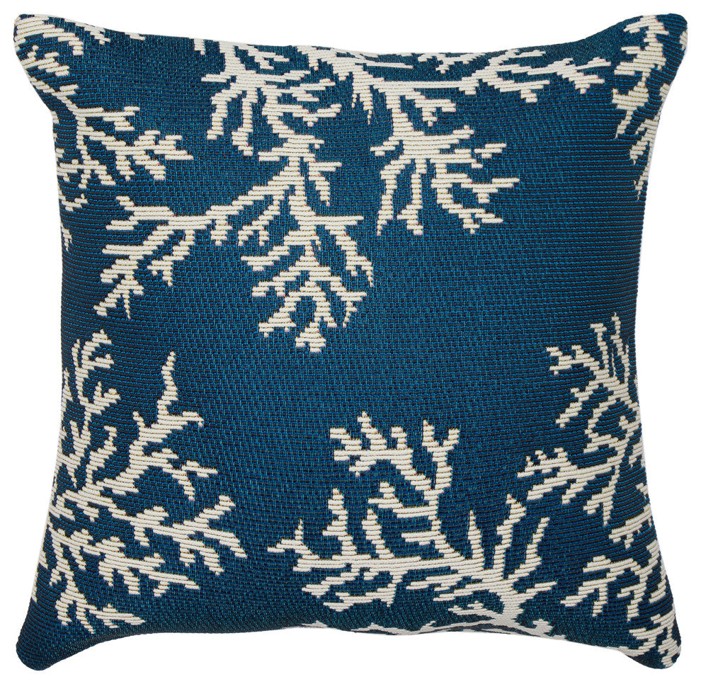 Marina Coral Edge Indoor/Outdoor Pillow Navy 18"x18"