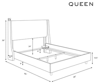 Tufted Sloped Wingback Bed, Nail Trim, Zuma Navy, Queen