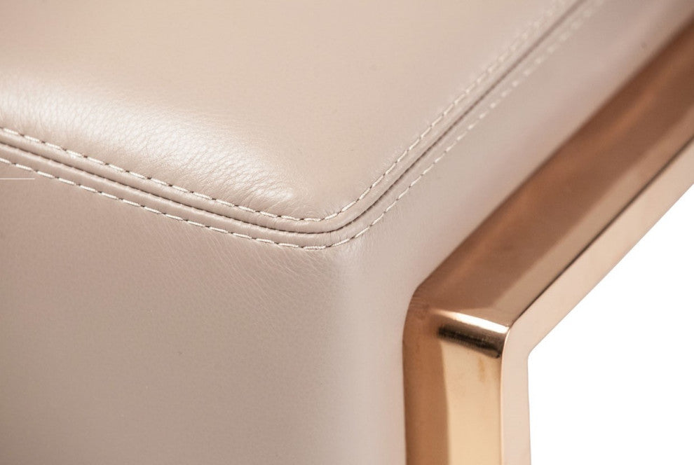 Mia Bella Gianna Leather Loveseat - Light Coffee/Rose Gold