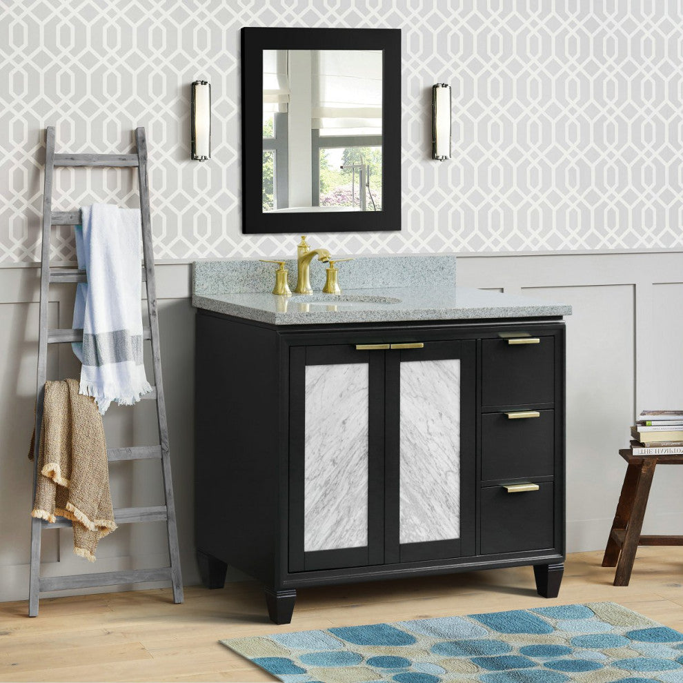 43" Single Vanity, Dark Gray Finish With Gray Granite