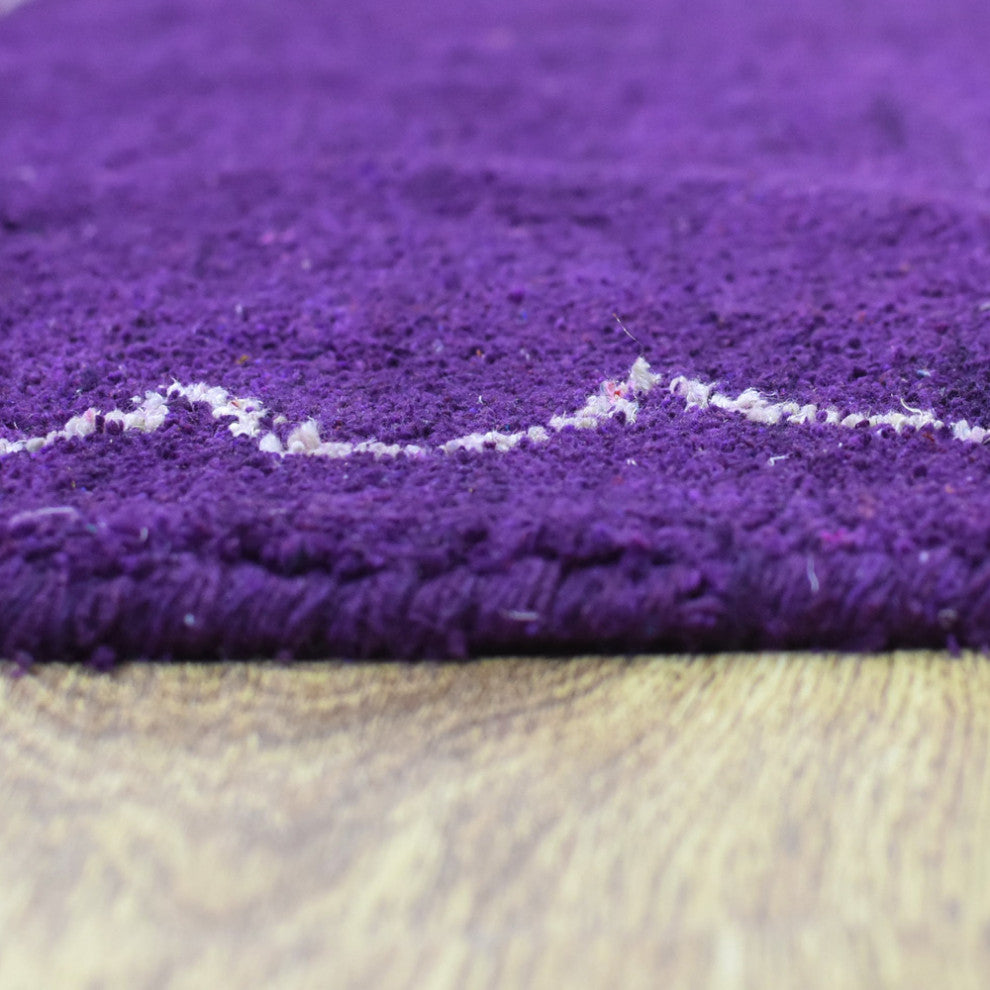 HAND KNOTTED LOOM SILK  RUGSS-6'7''x9'10'',Rectangle,Purple White,Contemporary