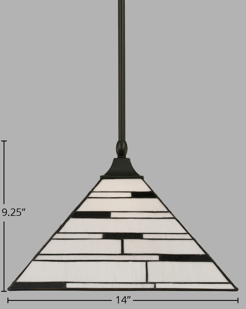 1-Light Stem Hung Pendant, Matte Black/Pearl Ebony Art