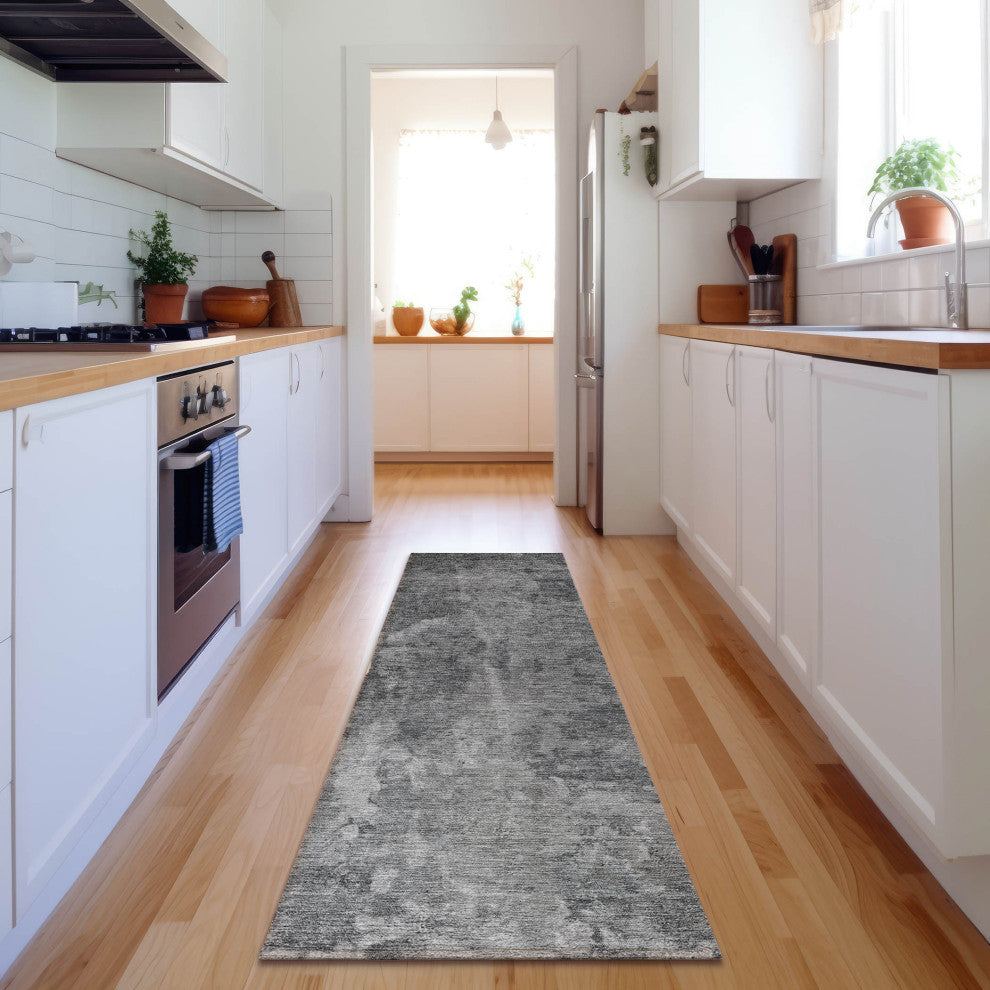 Premium Machine Washable Mayfield AMF573 Gray 2'3" x 7'6" Runner Rug