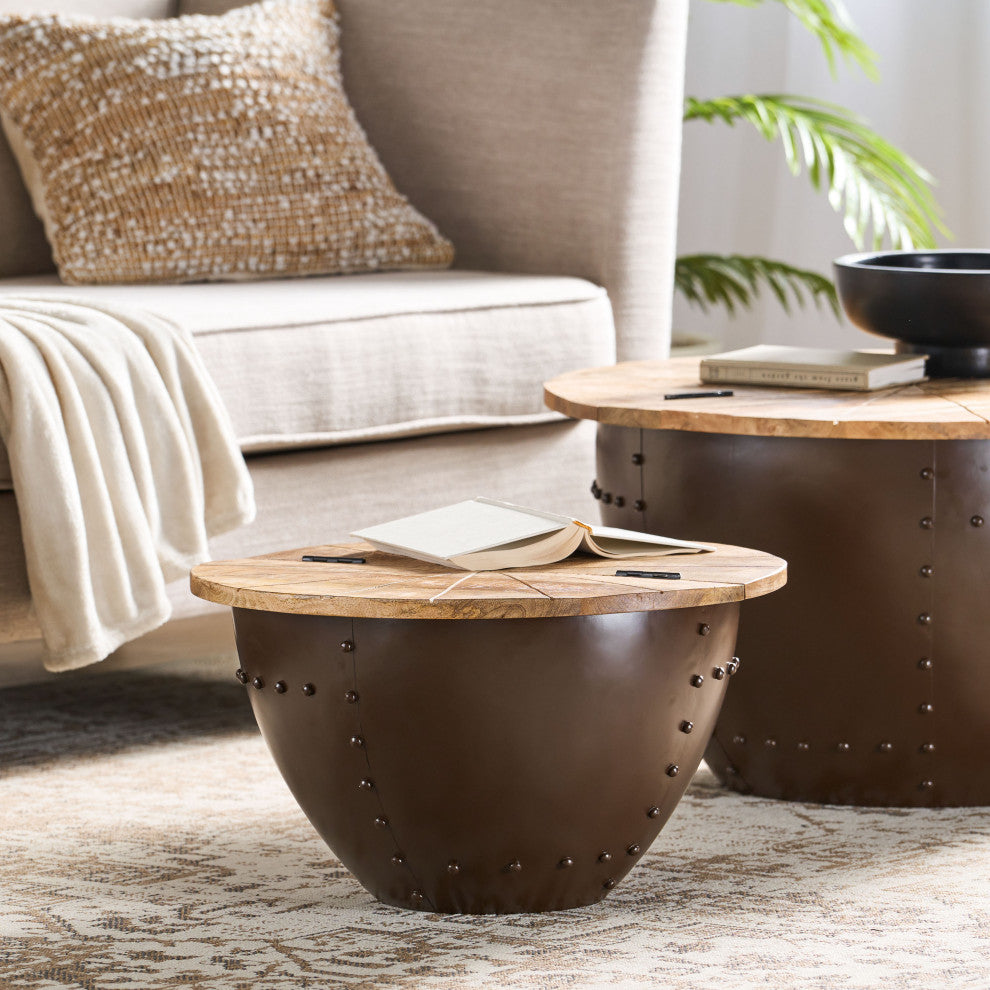 Bacall  Handcrafted Boho Mango Wood and Iron Accent Table