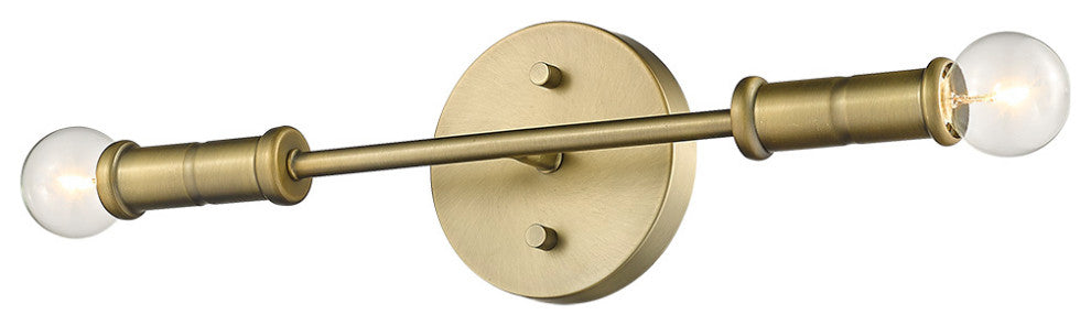 2 Light Simple Vanity Sconce for Wall Mount in Aged Brass