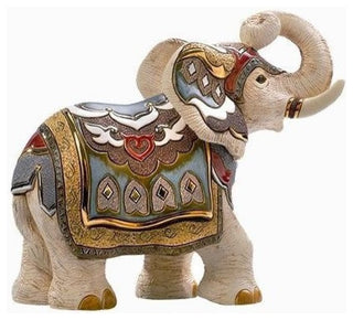White Indian Elephant Ceramic Sculpture