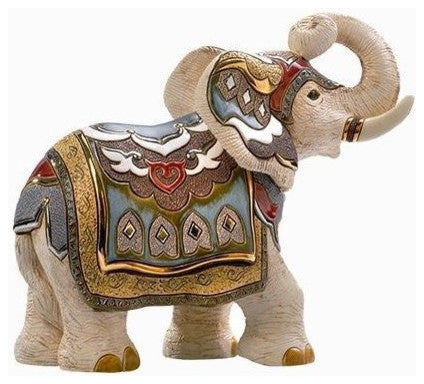 White Indian Elephant Ceramic Sculpture