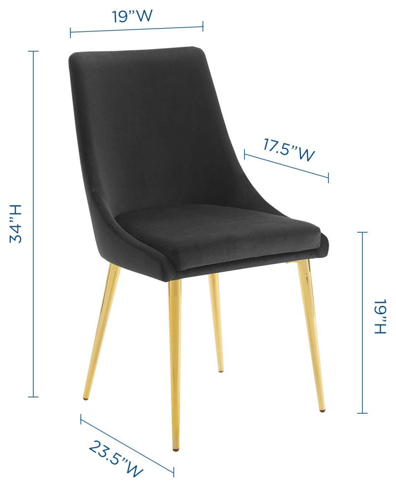 Side Dining Chair, Velvet, Metal, Black, Modern, Bistro Restaurant Hospitality
