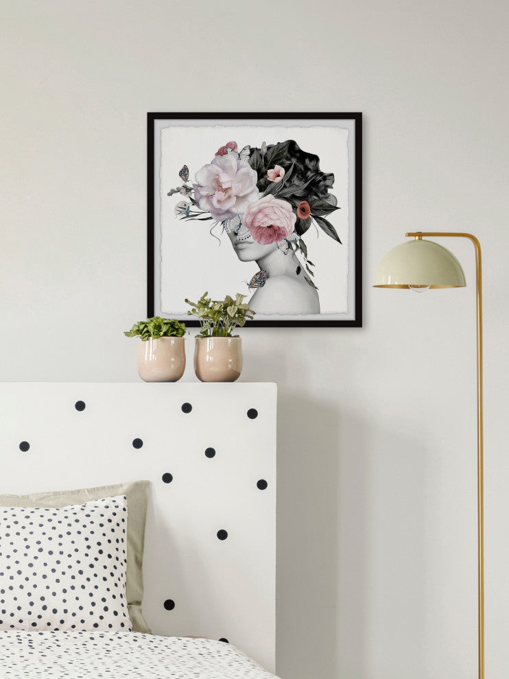 "Butterflies and Peonies" Framed Painting Print, 32x32