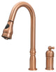 Copper Kitchen Pull Down Faucet With in-Deck Handle, Copper