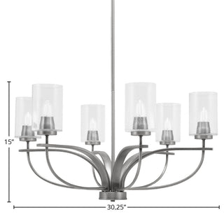 Cavella 6-Light Chandelier, Graphite, 4" Clear Bubble Glass