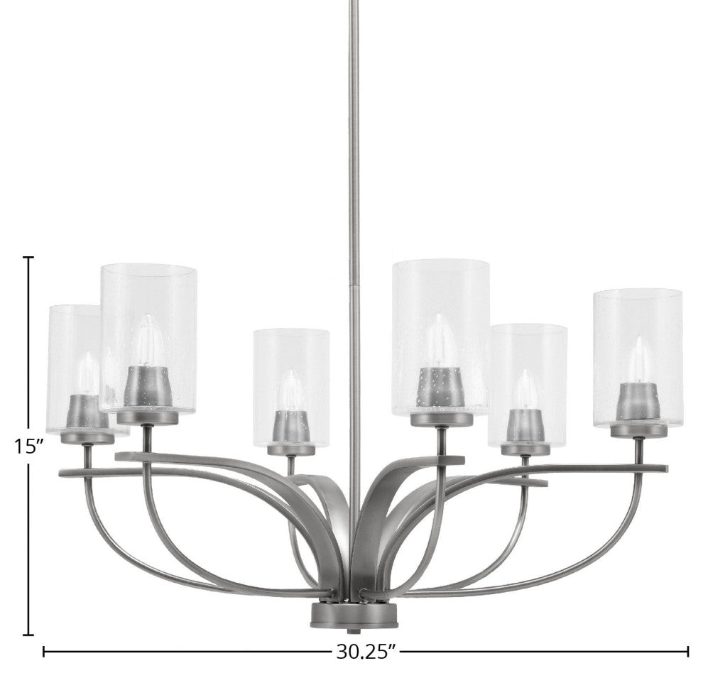 Cavella 6-Light Chandelier, Graphite, 4" Clear Bubble Glass