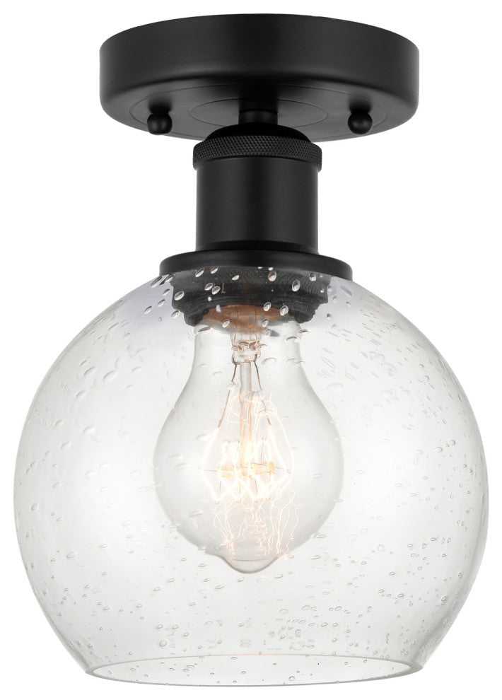 Innovations 616-1F-BK-G124-6 1 Light 6" Semi-Flush Mount, Matte Black