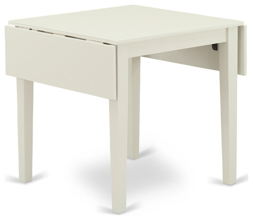 5-Pc Dinette Set 4 Dining Chairs, Drops Leaves Table, Linen White