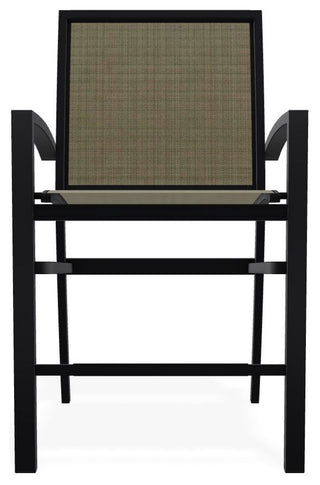 Kendall Sling Balcony Height Stackable Outdoor Stool, Elevation Stone/Black
