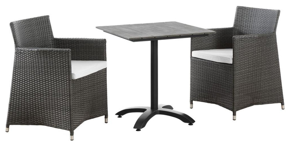 Brown White Junction 3-Piece Outdoor Patio Dining Set