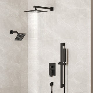Dual Heads 10"x 6" Rain Shower System with Hand Shower Spray, Matte Black
