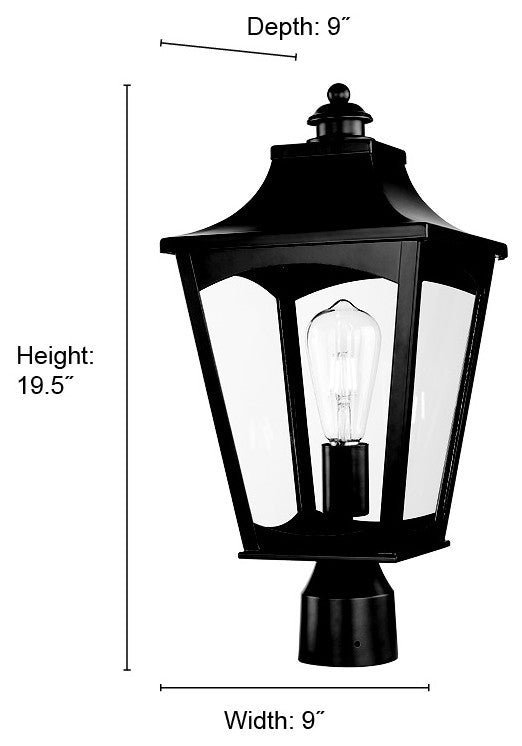 1 Light 9 in. Powder Coated Black Outdoor