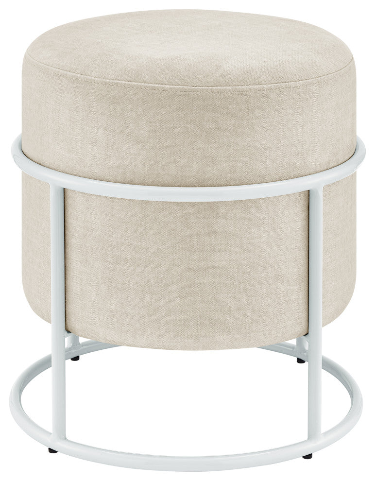 Ophelia Velvet Round Ottoman, Padburry Cream