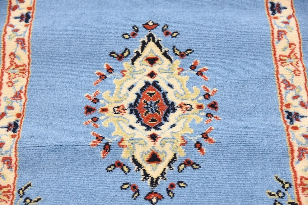 Unique Loom Light Blue Washington Reza 2' 2 x 8' 2 Runner Rug