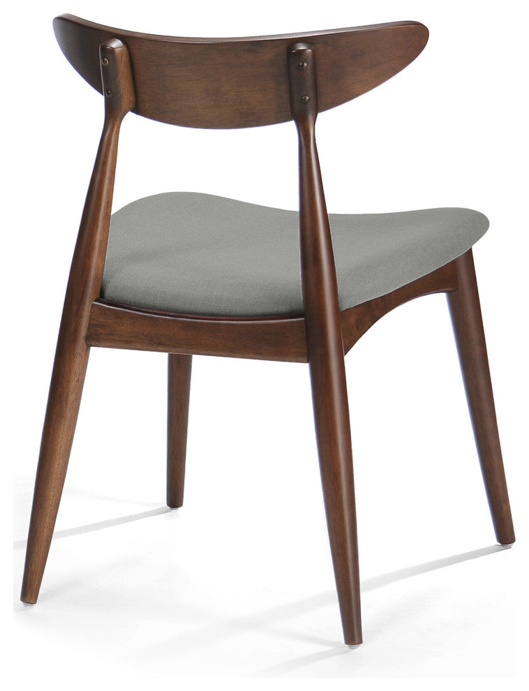 GDF Studio Issaic Mid-Century Design Wood Dining Chairs, Set of 2, Light Gray/Walnut