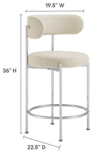 Albie Fabric Counter Stools - Set of 2 - Beige Silver
