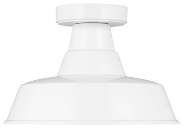 Barn Light One Light Outdoor Flush Mount, White