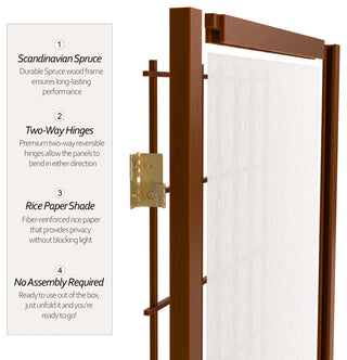 3' Tall Window Pane Shoji Screen, Walnut, 5 Panels