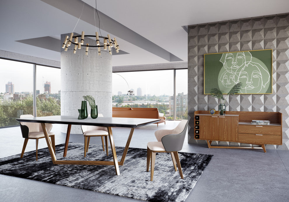 Modrest James Contemporary Walnut and White Dining Table