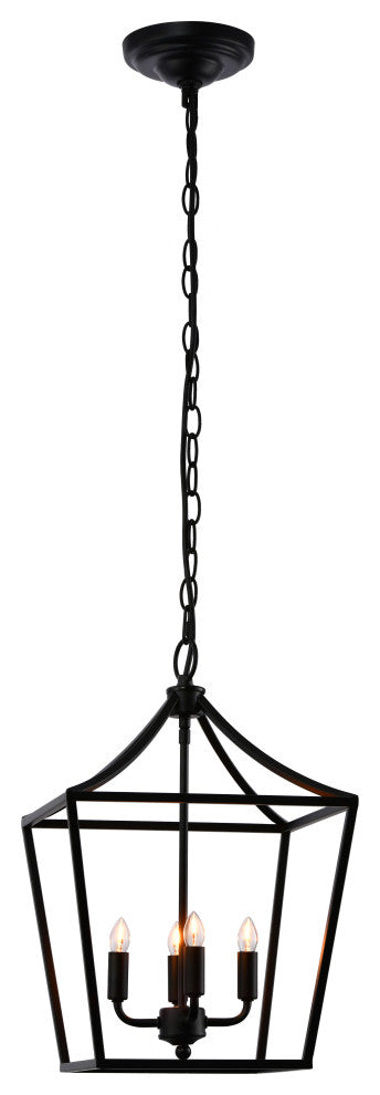 Lazzur Iton 4 Light 12" Matte Black Pendant