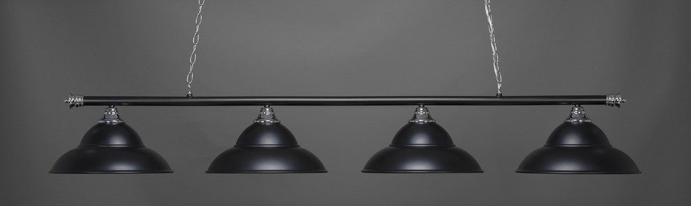 Oxford 4-Light Bar, Chrome & Matte Black/Matte Black Double Bubble Metal Shade